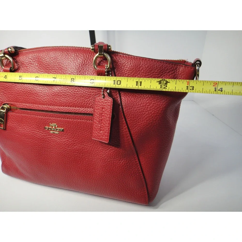 Coach Prairie Satchel Red Pebble Leather Handbag Gold Hardware F79997 Women's
